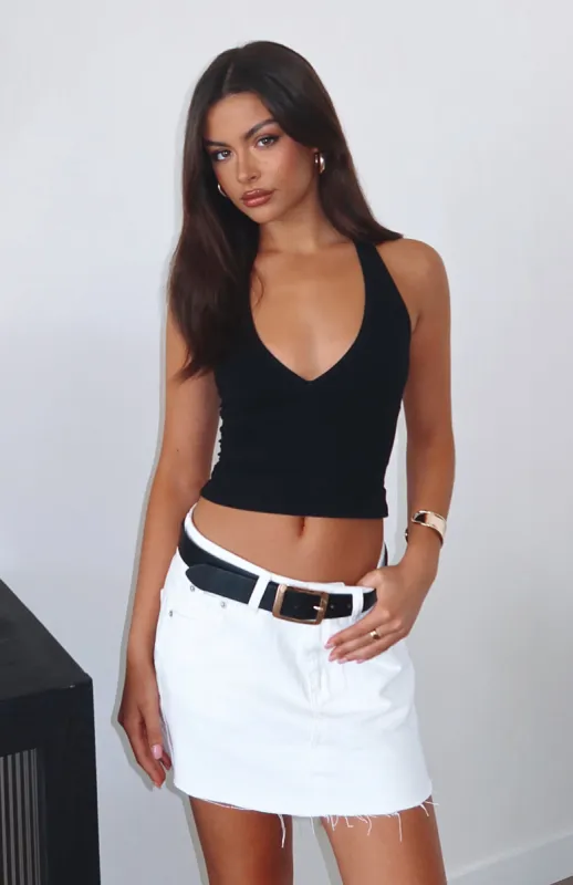 Love To Dream Denim Mini Skirt White sold by White Fox Boutique