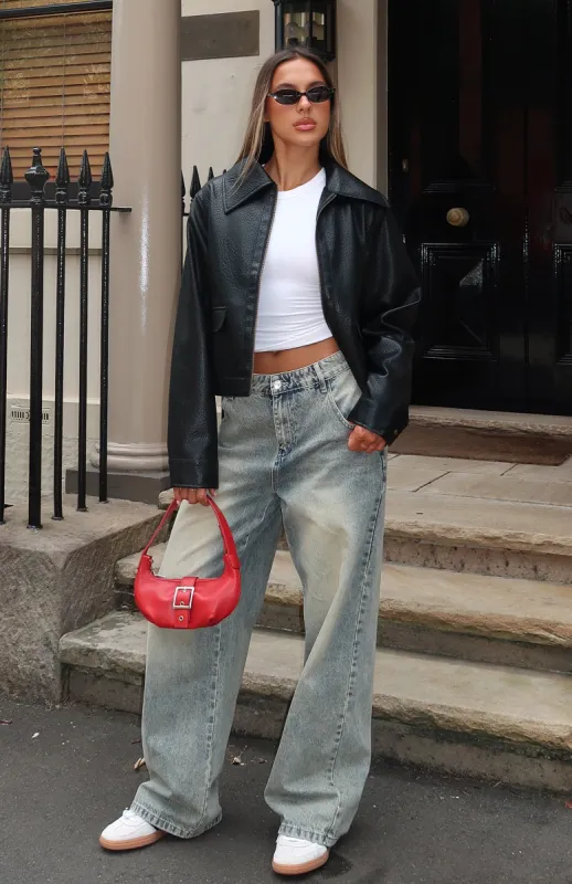 Nobody Told Me PU Jacket Black sold by White Fox Boutique