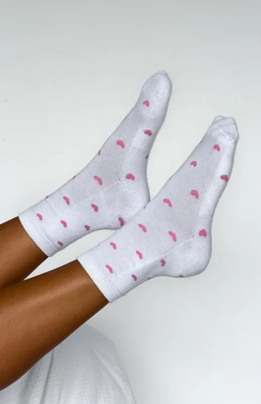Lazy Days Socks White/Pink sold by White Fox Boutique