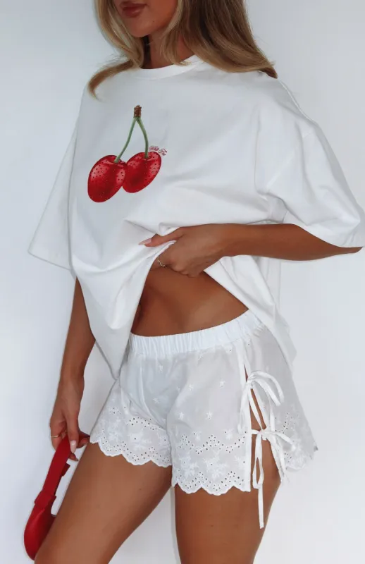 Want To Be Famous Shorts White sold by White Fox Boutique