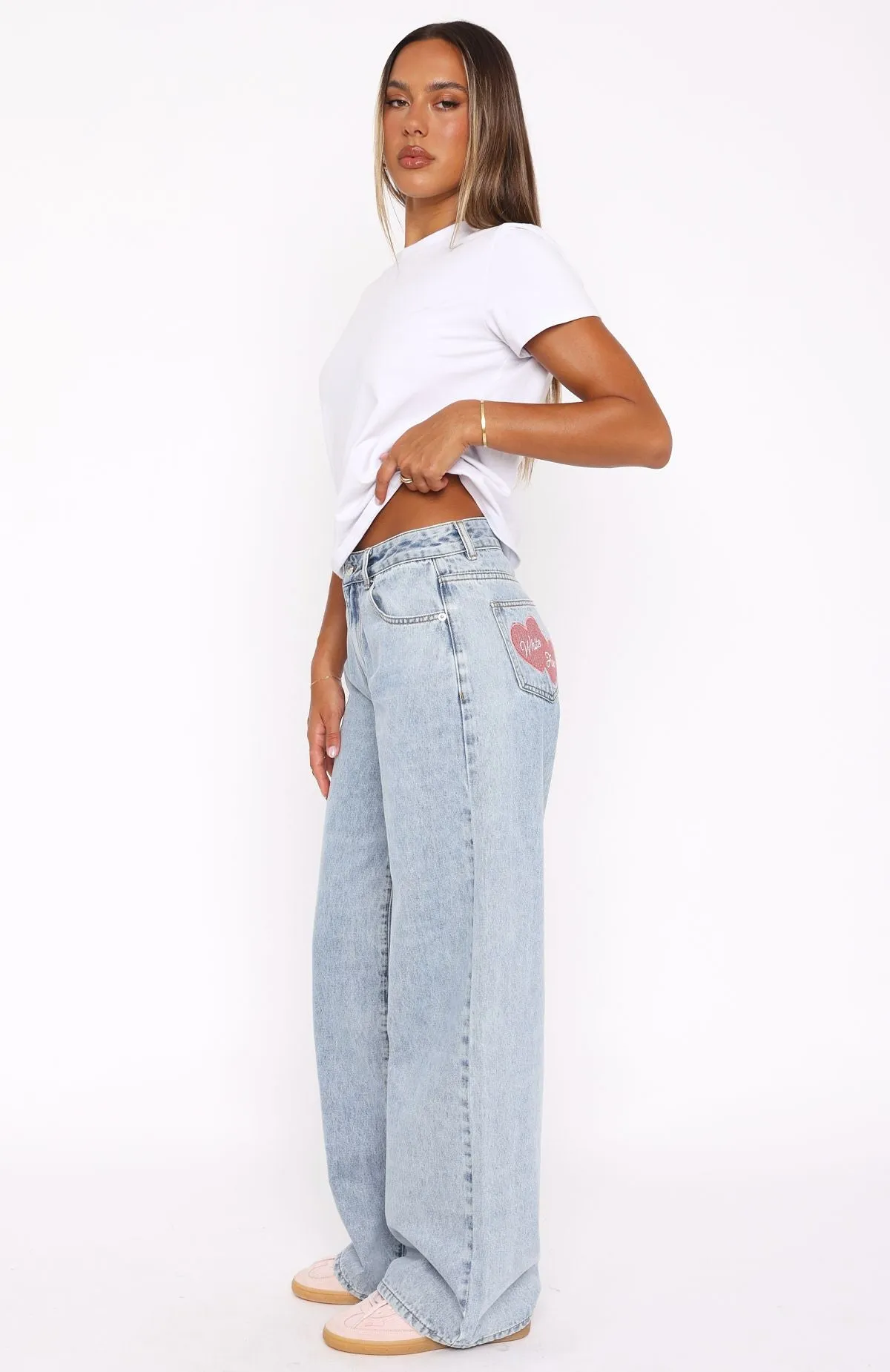 Emma Mid Rise Wide Leg Jeans Mid Blue sold by White Fox Boutique product image thumbnail 3