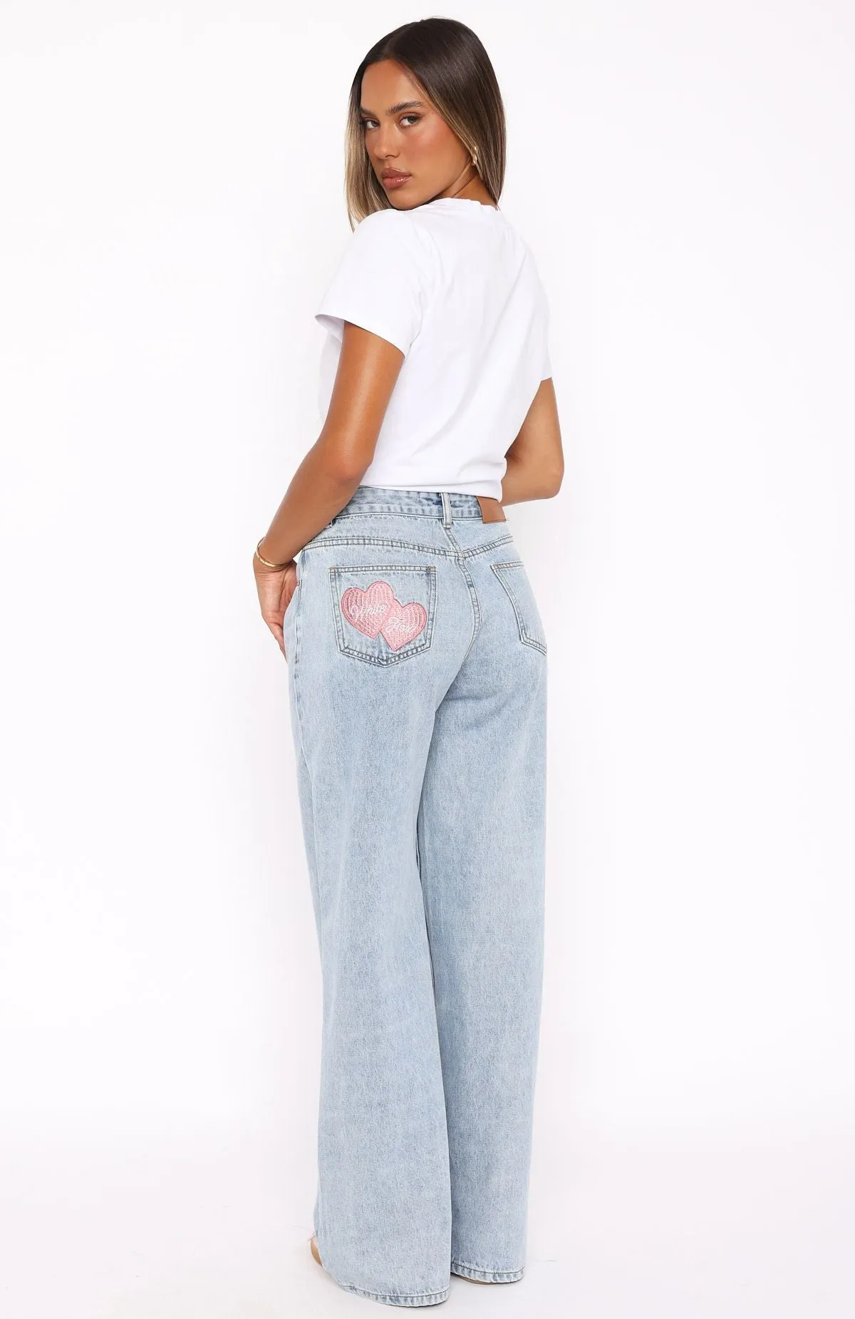 Emma Mid Rise Wide Leg Jeans Mid Blue sold by White Fox Boutique product image thumbnail 4