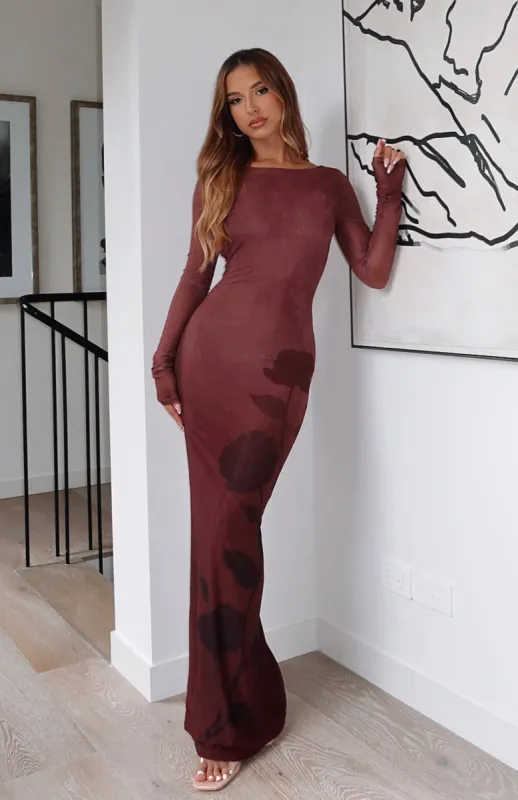 No Halo Long Sleeve Maxi Dress Cocoa Bloom sold by White Fox Boutique