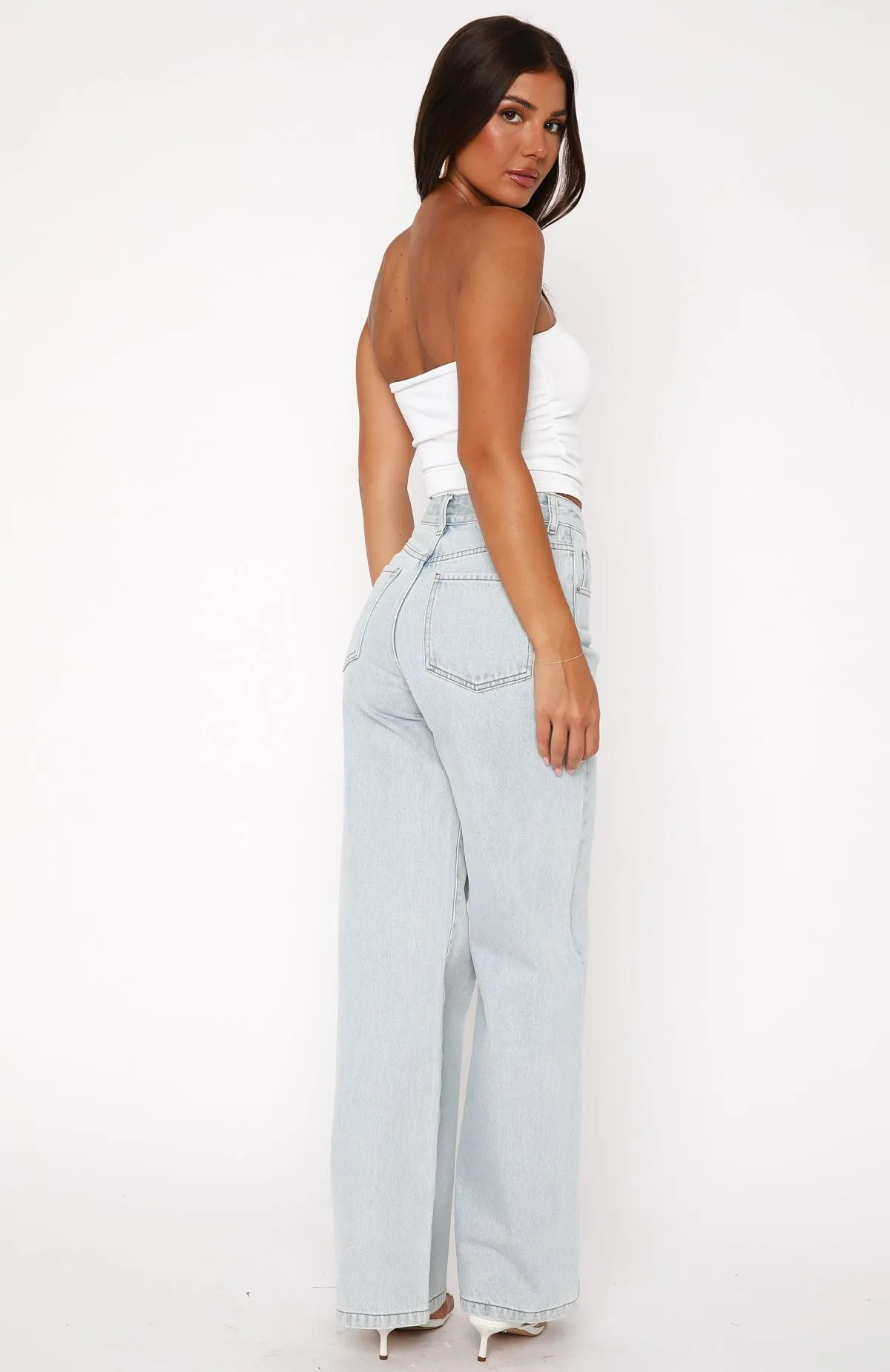 Lola High Rise Wide Leg Jeans Light Blue sold by White Fox Boutique product image thumbnail 4