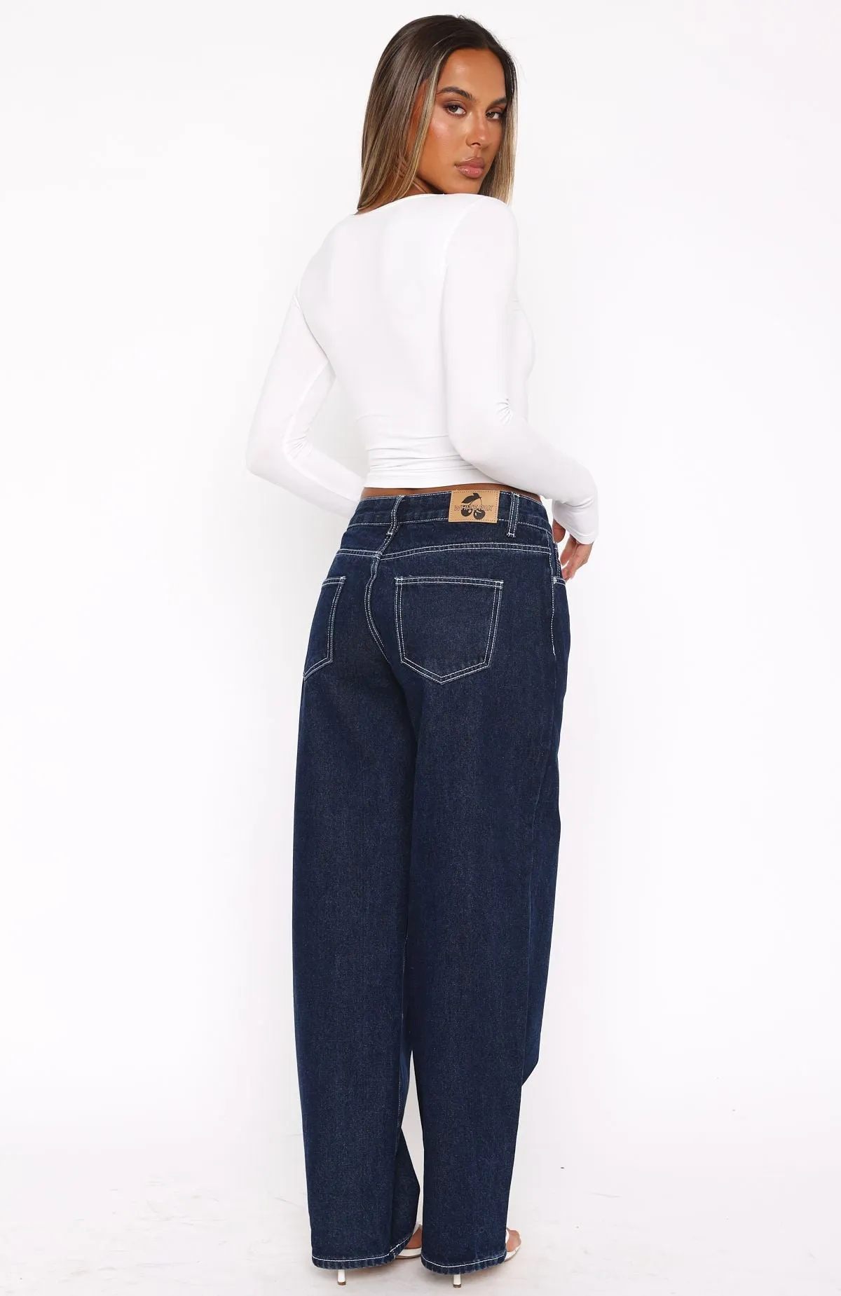 Bring The Style Low Rise Wide Leg Jeans Dark Indigo sold by White Fox Boutique product image thumbnail 4