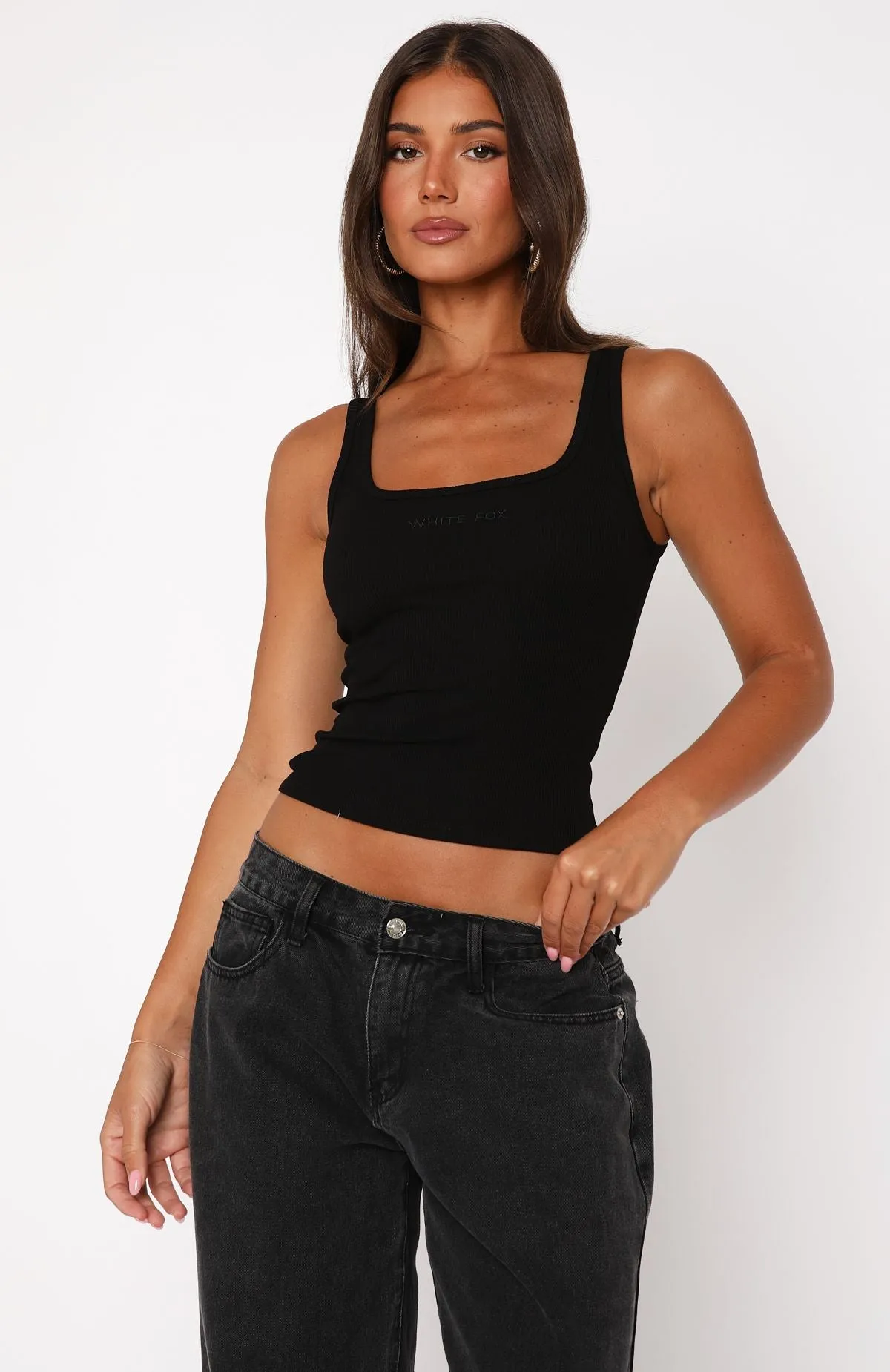 What An Experience Ribbed Tank Top Black sold by White Fox Boutique product image thumbnail 2