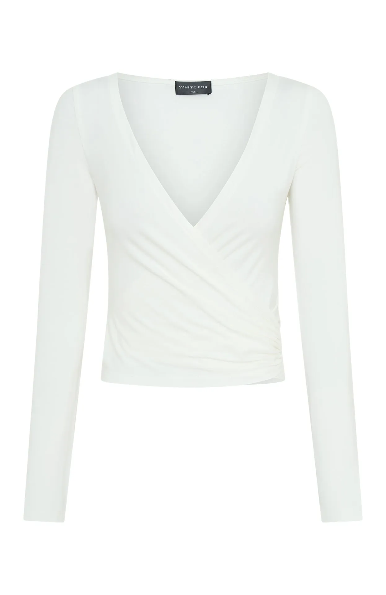 Staying Cute Long Sleeve Wrap Top Cream sold by White Fox Boutique product image thumbnail 5