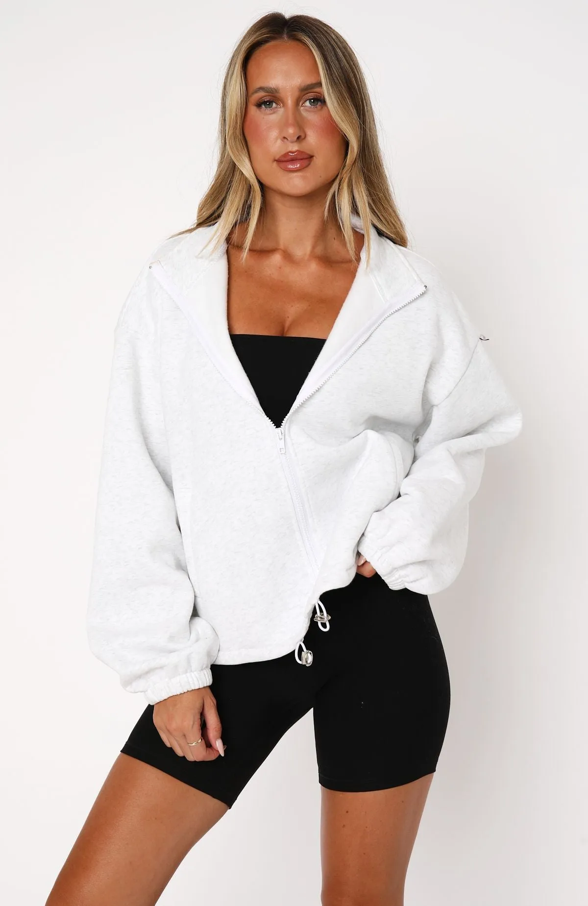 Don't Look Now Zip Front Sweater Grey Marle sold by White Fox Boutique product image thumbnail 2
