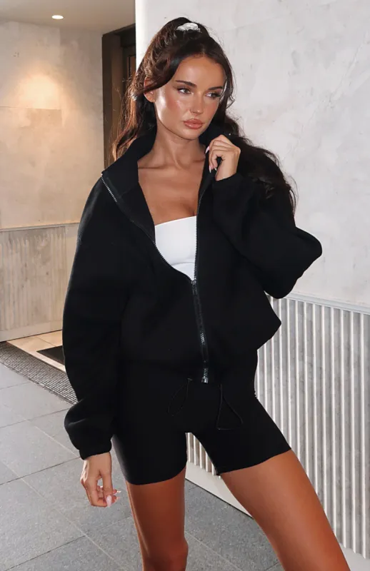 Don't Look Now Zip Front Sweater Black sold by White Fox Boutique