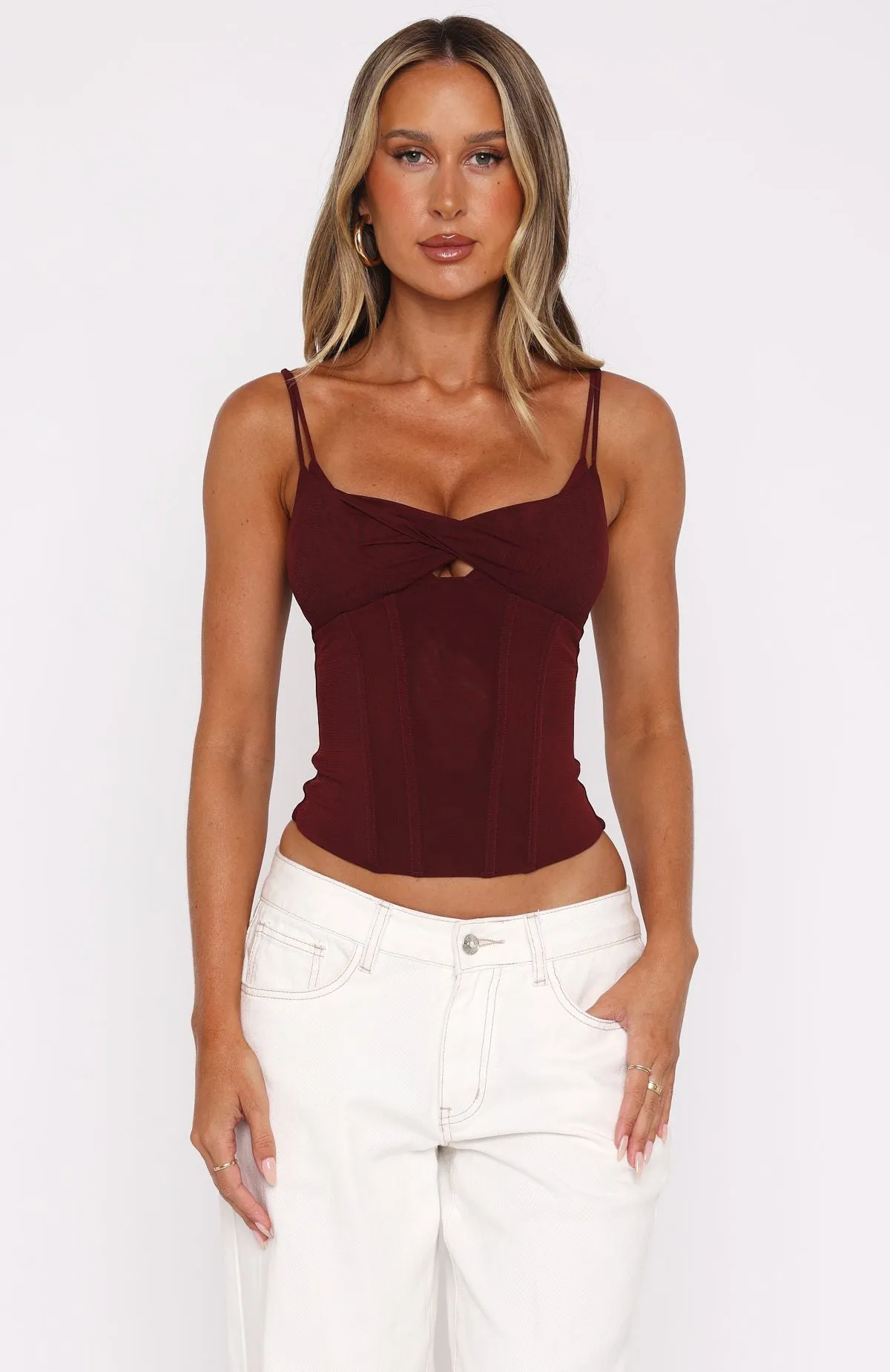 Don't Reply Bustier Cherry Cola sold by White Fox Boutique product image thumbnail 2
