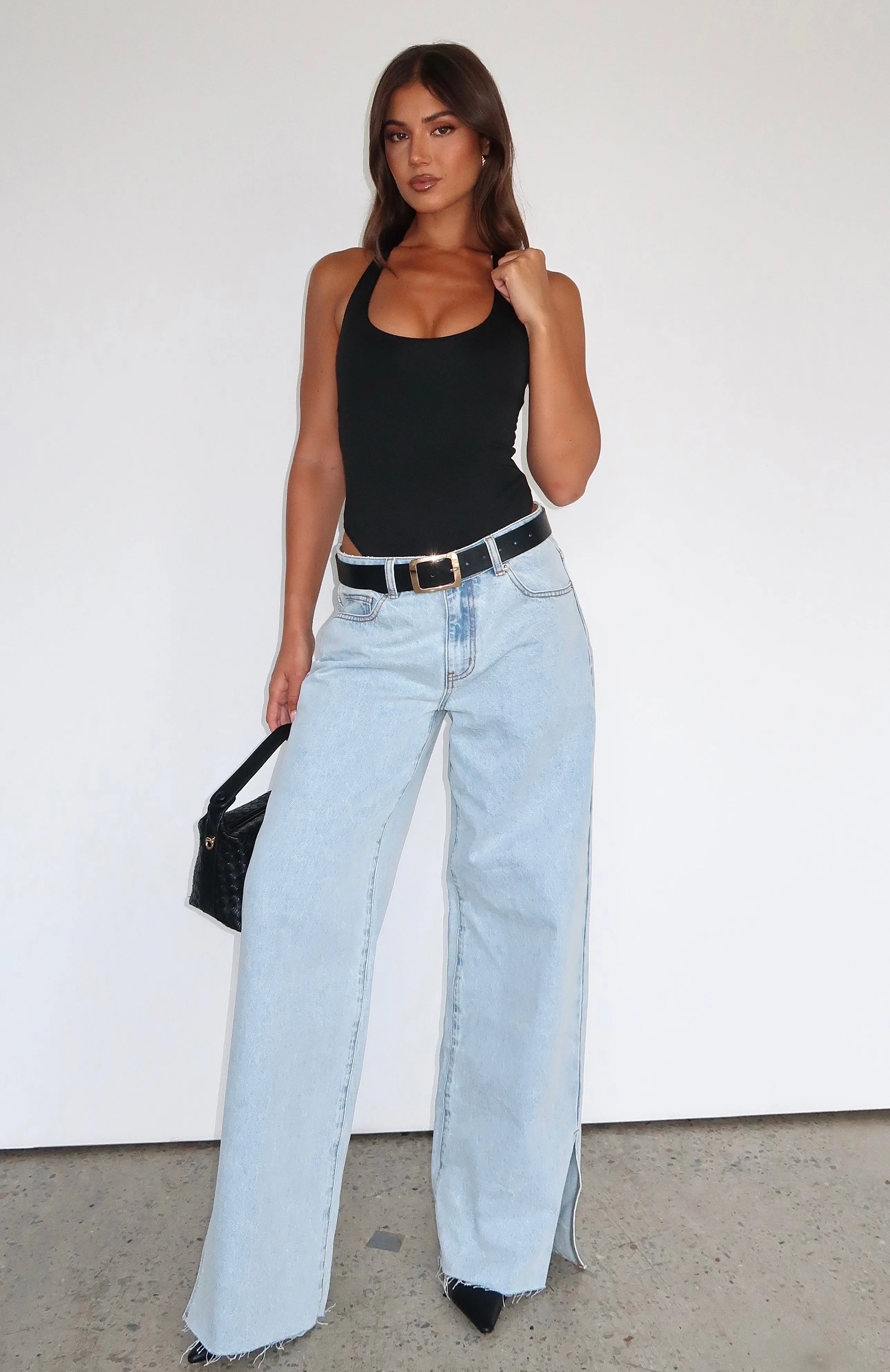 Summer Mid Rise Wide Leg Jeans Glacier Blue sold by White Fox Boutique