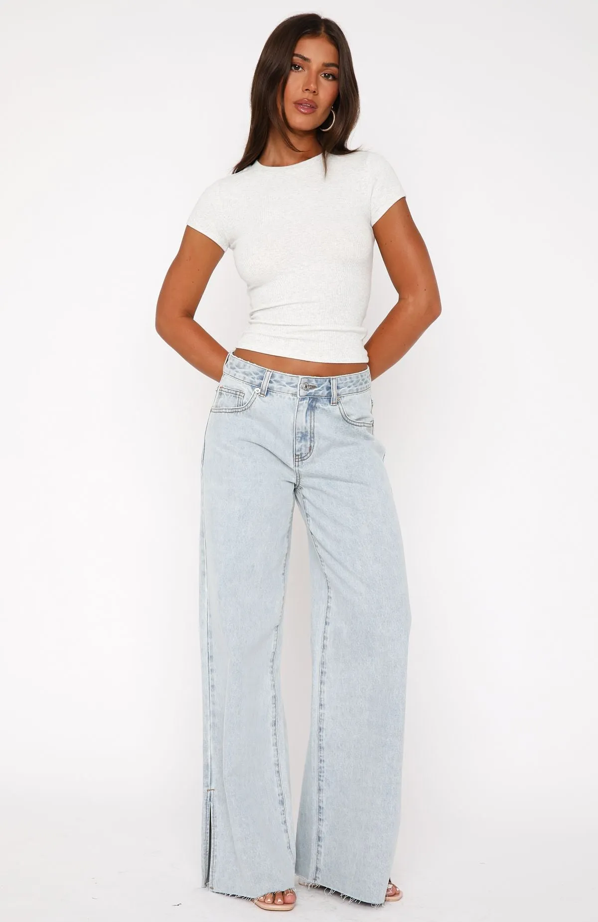 Summer Mid Rise Wide Leg Jeans Glacier Blue sold by White Fox Boutique product image thumbnail 2
