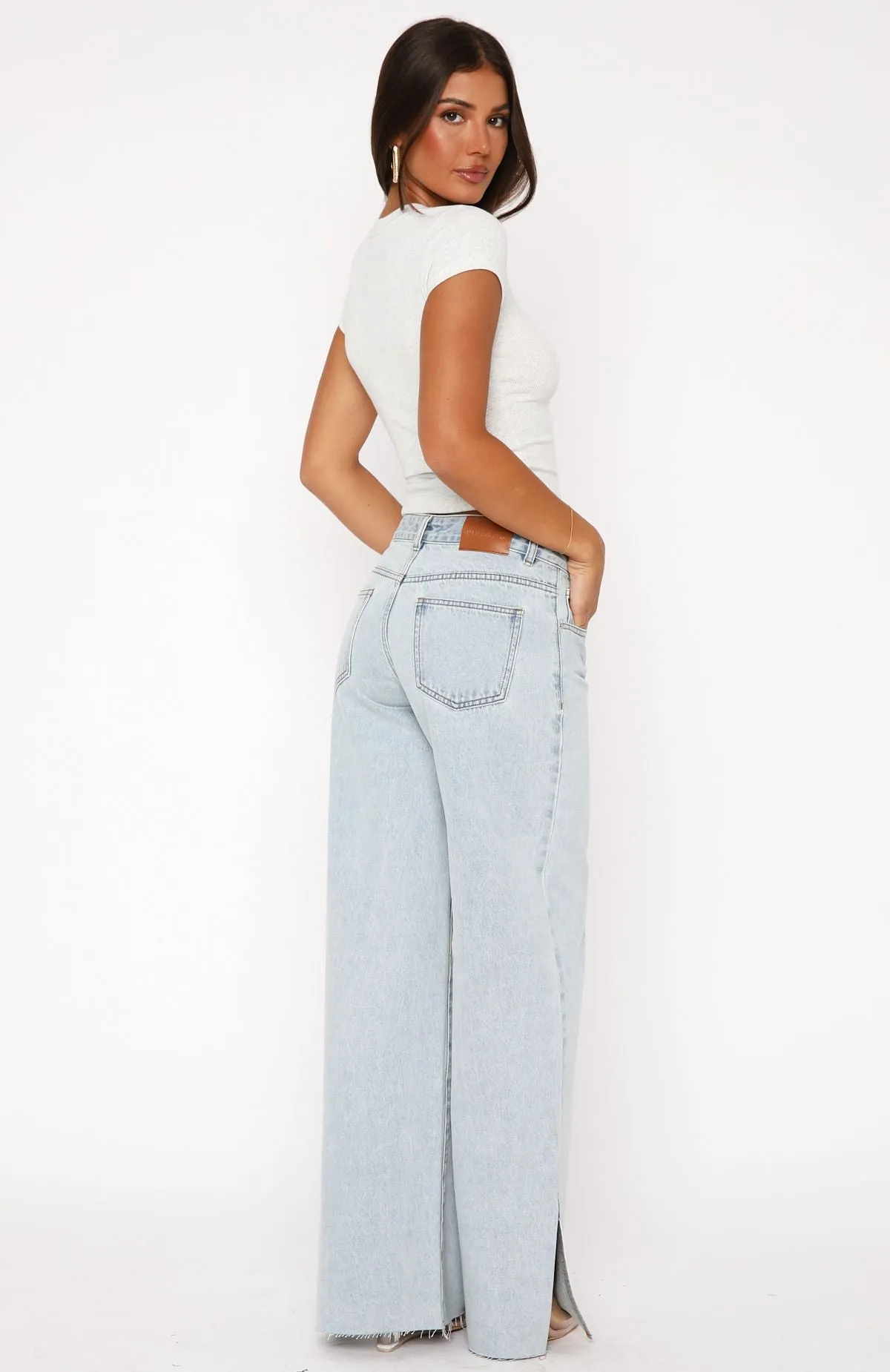 Summer Mid Rise Wide Leg Jeans Glacier Blue sold by White Fox Boutique product image thumbnail 4