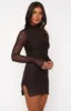Fatal Attraction Long Sleeve Mini Dress Dark Chocolate sold by White Fox Boutique