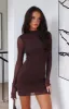 Fatal Attraction Long Sleeve Mini Dress Dark Chocolate sold by White Fox Boutique