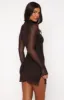 Fatal Attraction Long Sleeve Mini Dress Dark Chocolate sold by White Fox Boutique