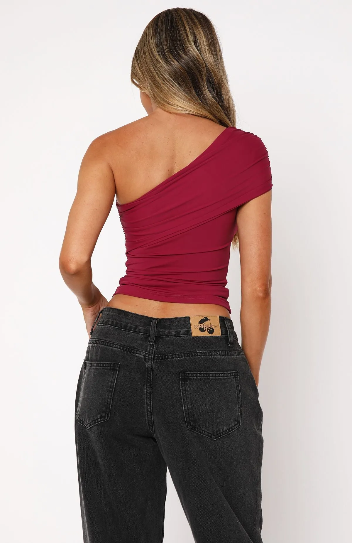 Don't Worry About It One Shoulder Top Berry sold by White Fox Boutique product image thumbnail 4