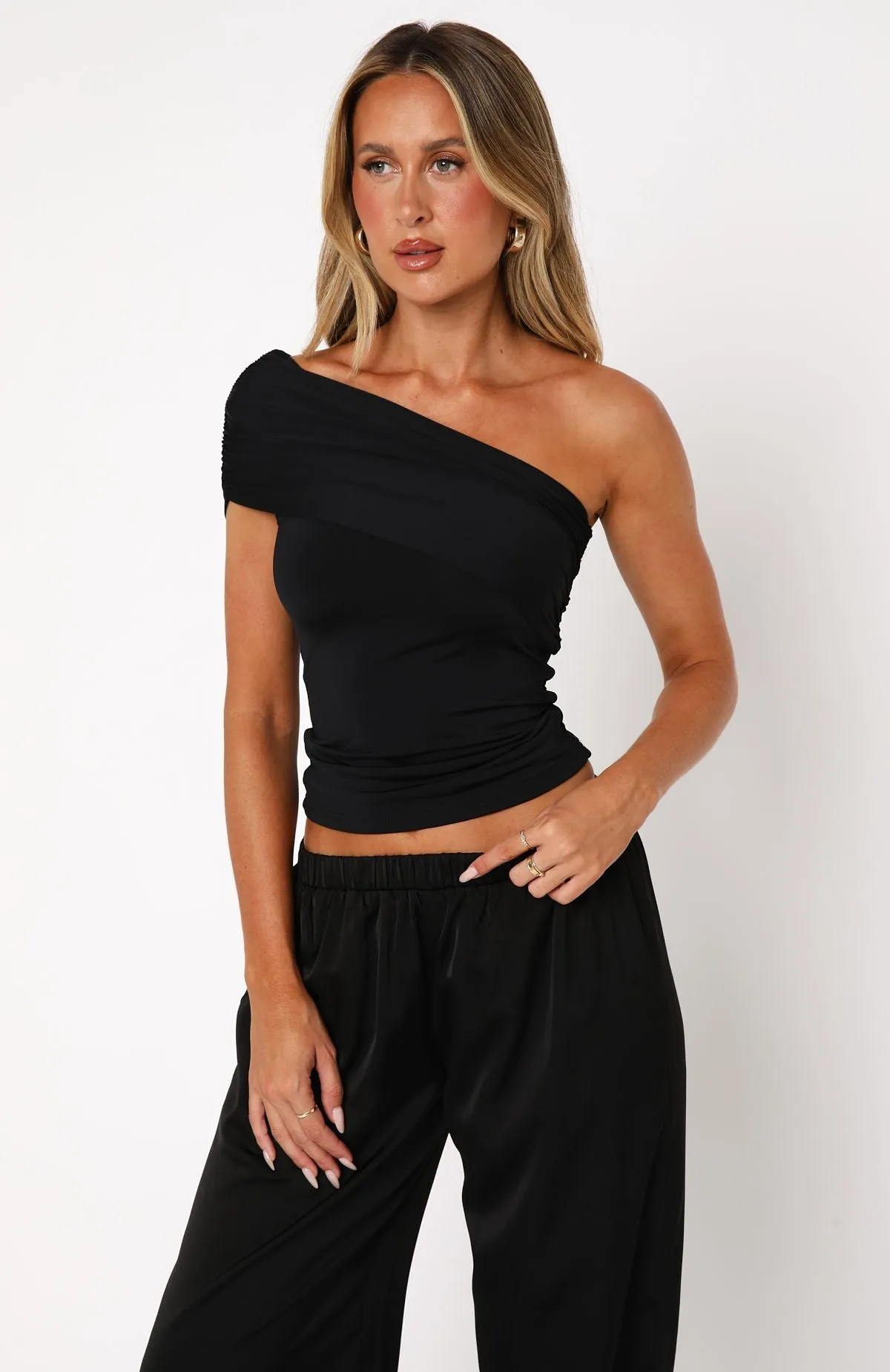 Don't Worry About It One Shoulder Top Black sold by White Fox Boutique product image thumbnail 2