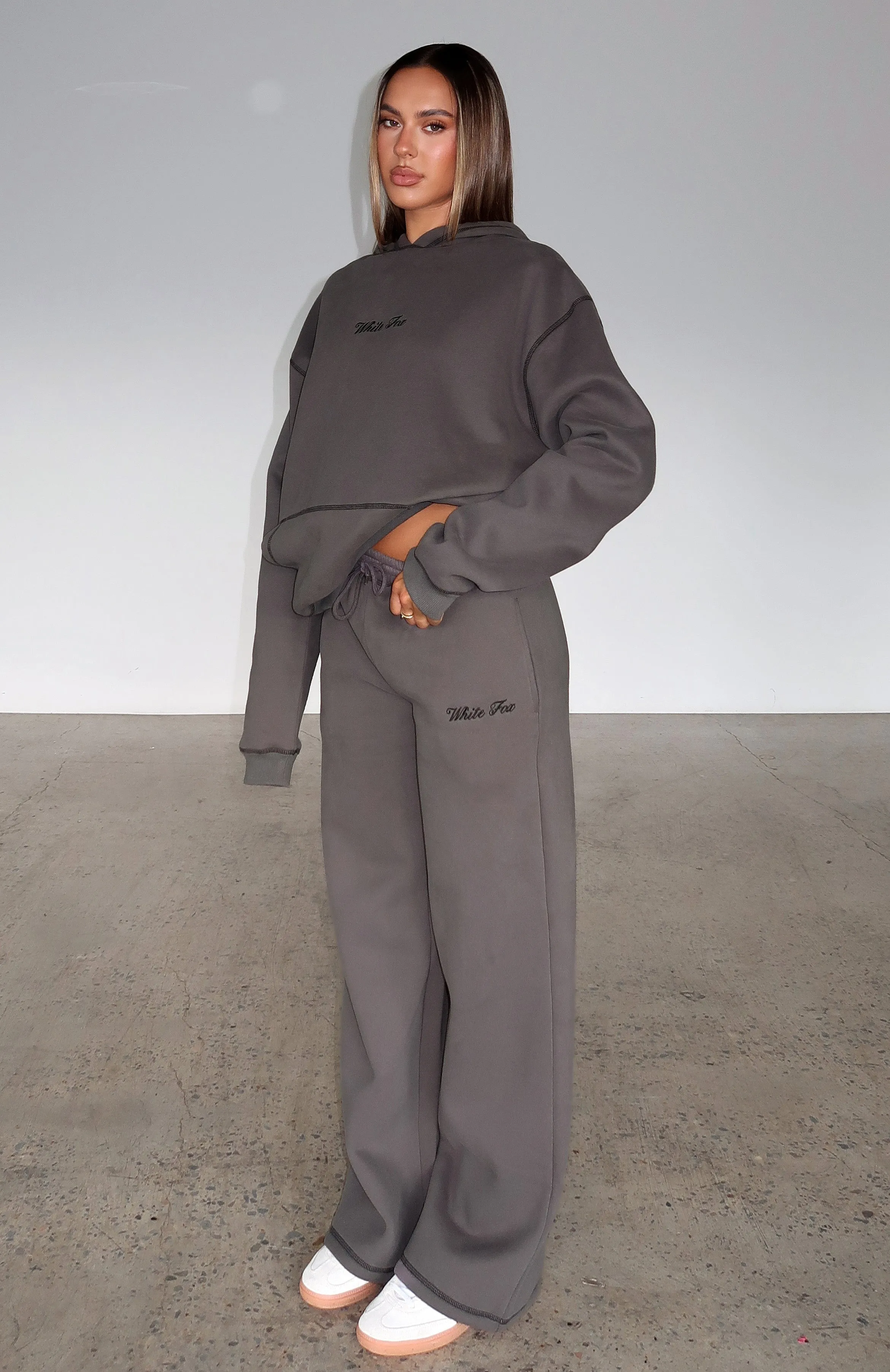 Instant Attraction Wide Leg Sweatpants Charcoal sold by White Fox Boutique