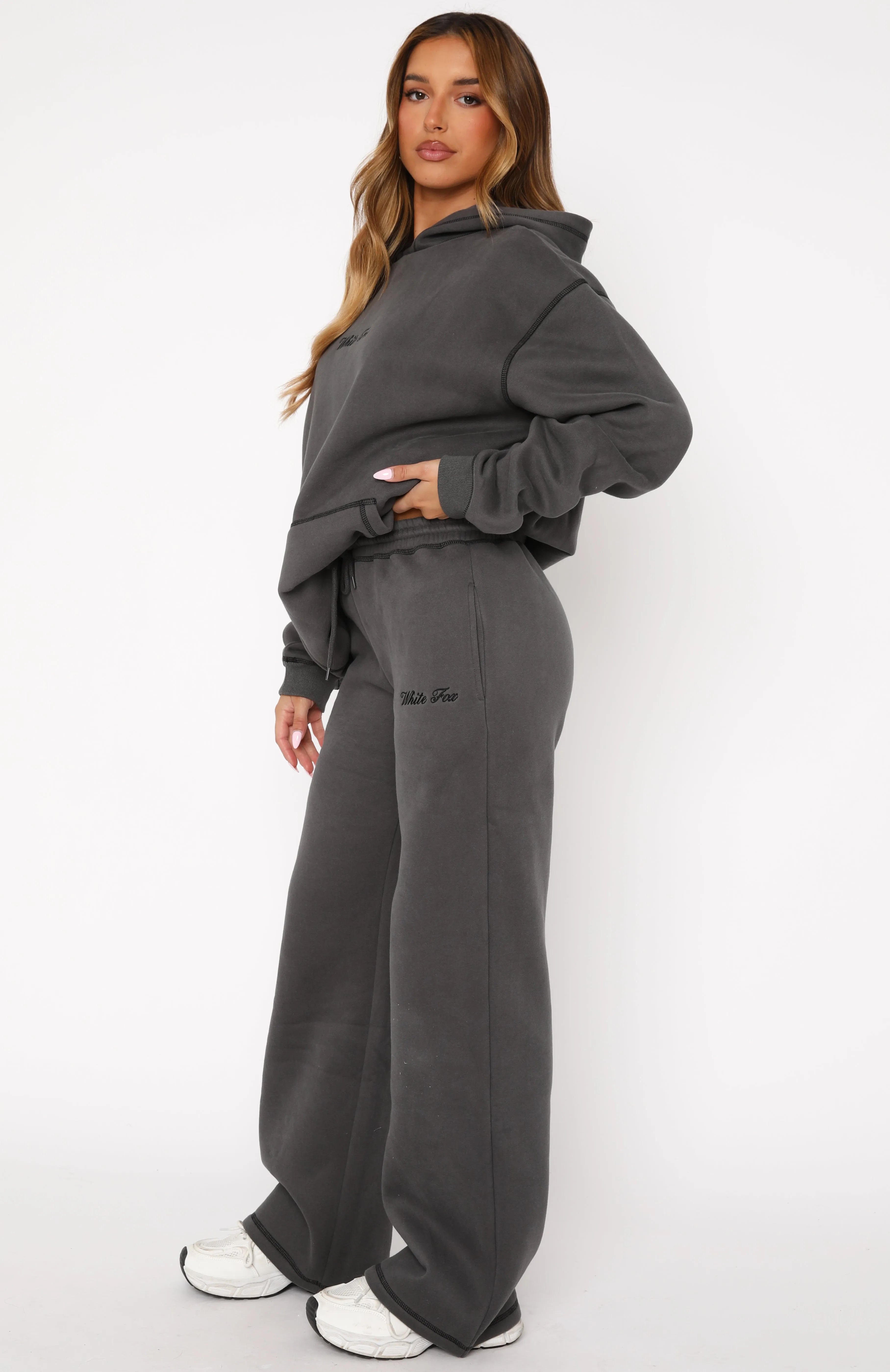 Instant Attraction Wide Leg Sweatpants Charcoal sold by White Fox Boutique product image thumbnail 3