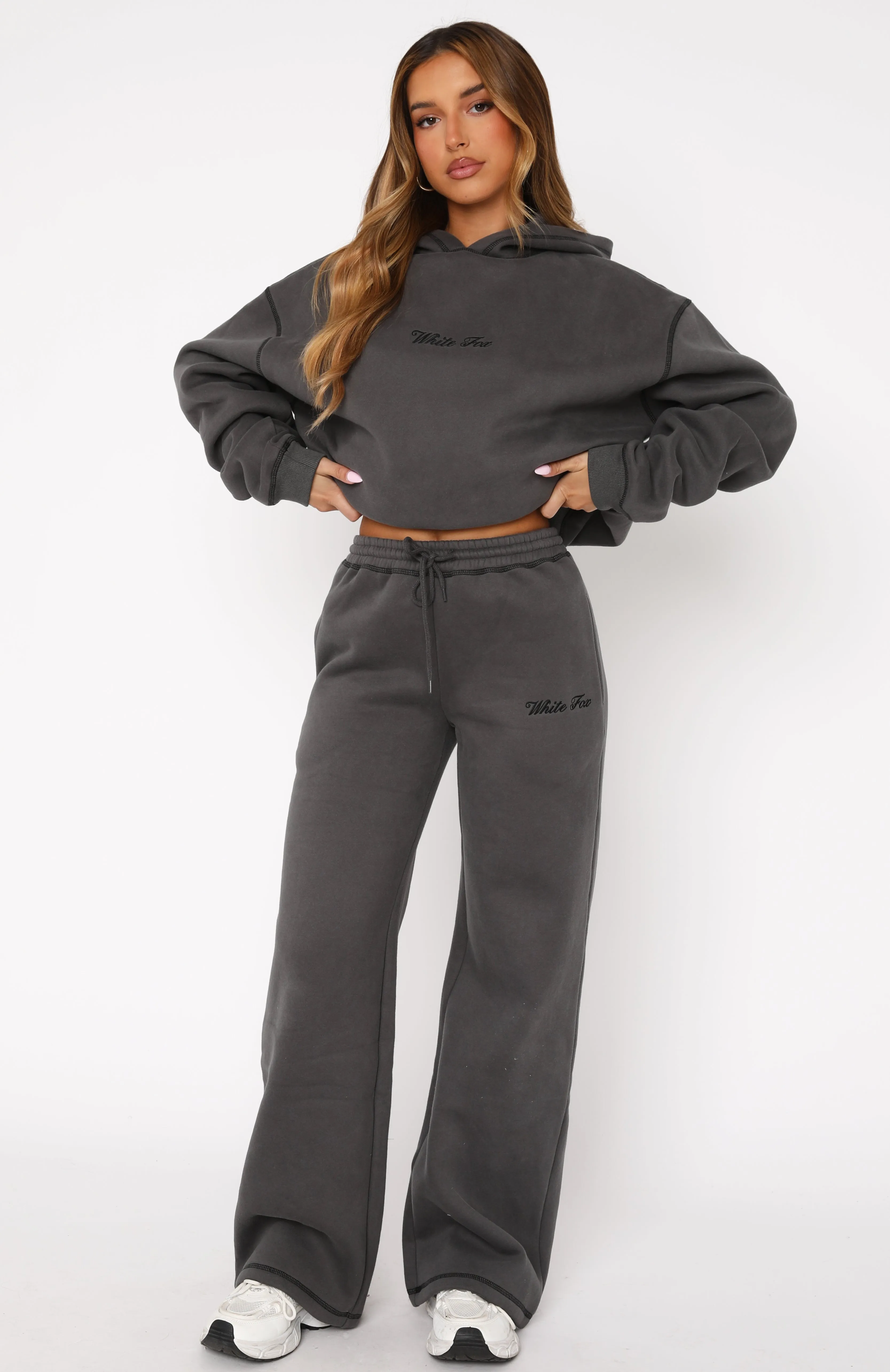 Instant Attraction Wide Leg Sweatpants Charcoal sold by White Fox Boutique product image thumbnail 2