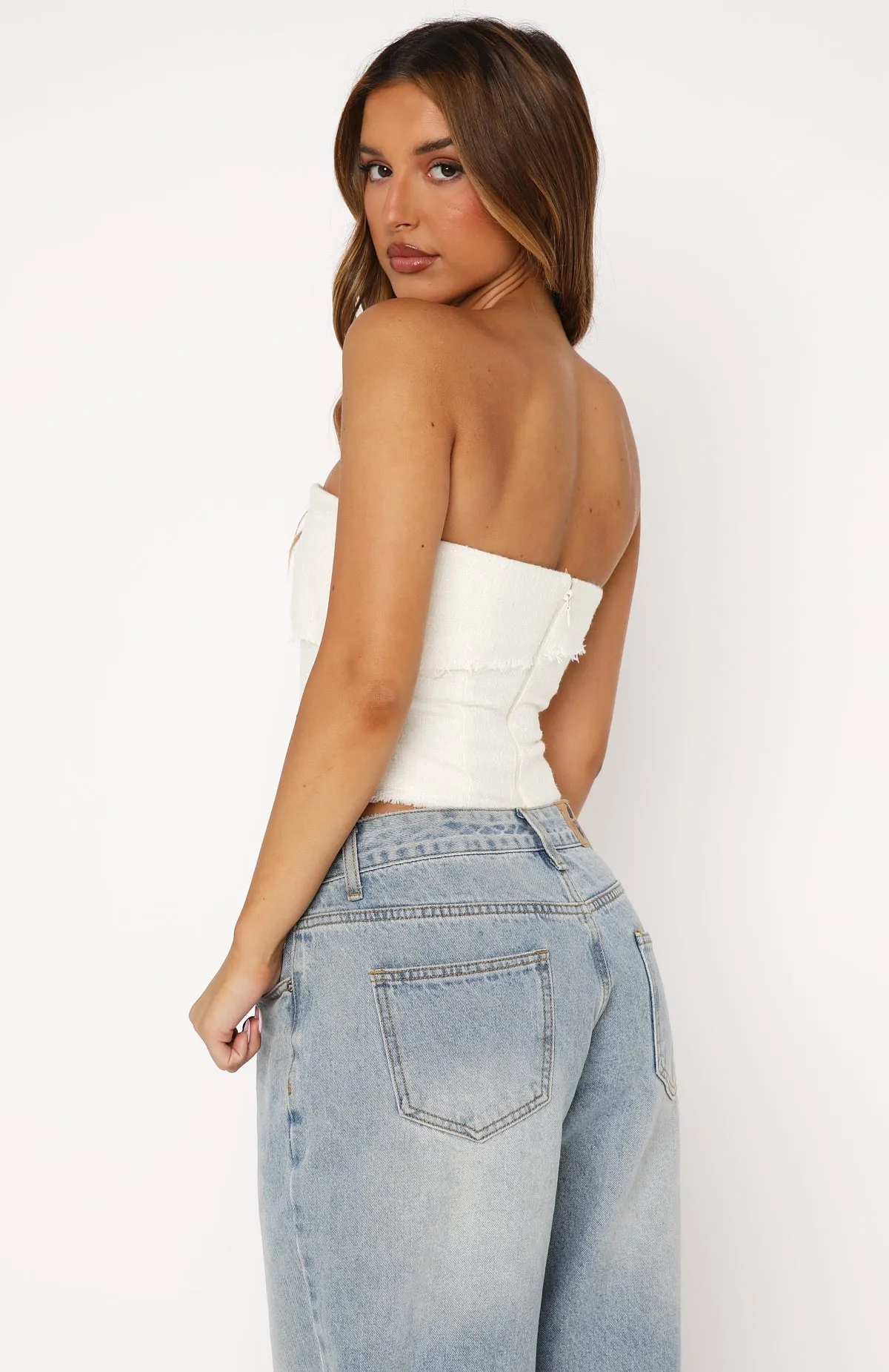 On The Outside Strapless Bustier Off White sold by White Fox Boutique product image thumbnail 4