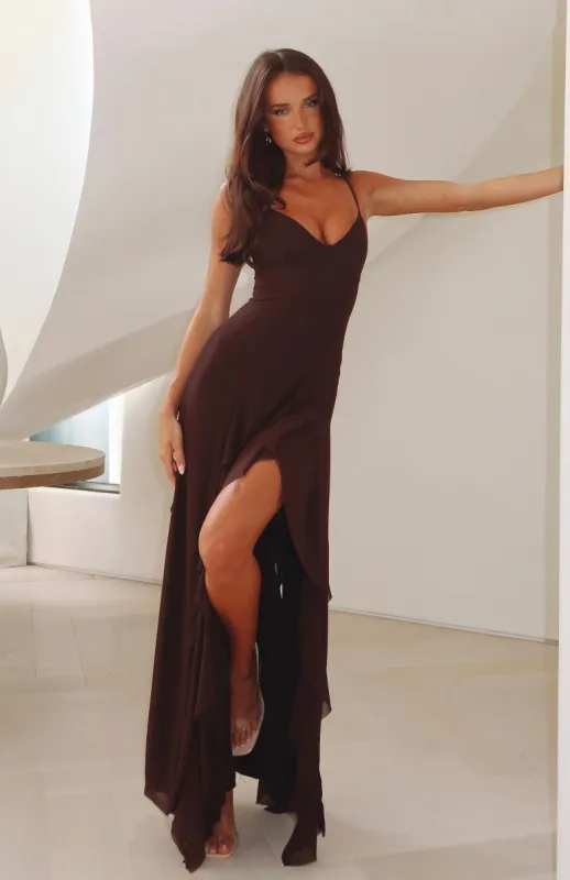 Summer Solstice Maxi Dress Chocolate sold by White Fox Boutique