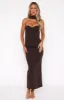 Raining Hearts Strapless Maxi Dress Chocolate sold by White Fox Boutique