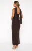 Raining Hearts Strapless Maxi Dress Chocolate sold by White Fox Boutique
