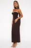 Raining Hearts Strapless Maxi Dress Chocolate sold by White Fox Boutique