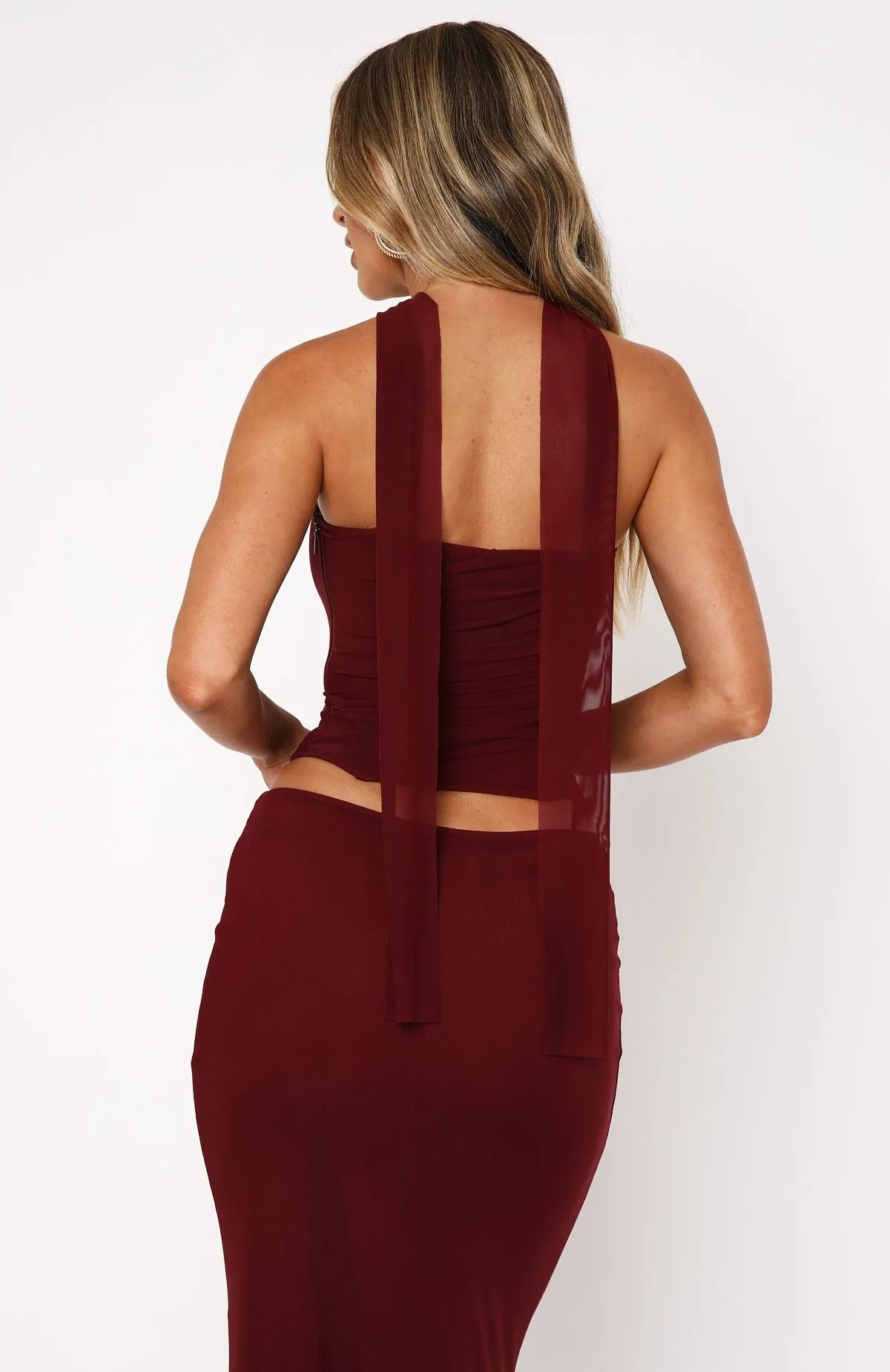 Lovers Lane Strapless Bustier Burgundy sold by White Fox Boutique product image thumbnail 4