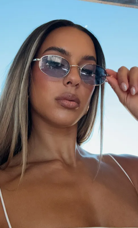 Kora Sunglasses Silver/Blue sold by White Fox Boutique