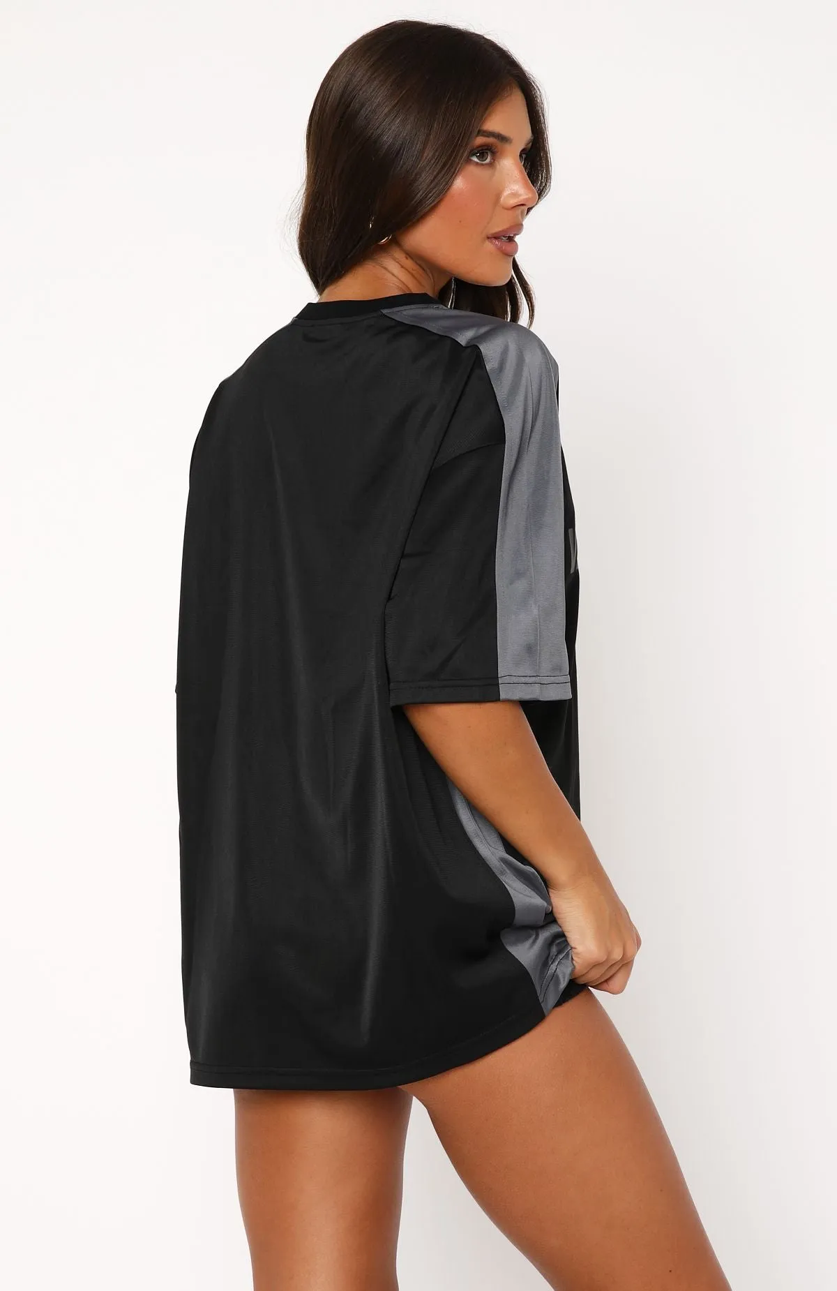 Checking Up On You Oversized Jersey Black/Charcoal sold by White Fox Boutique product image thumbnail 4