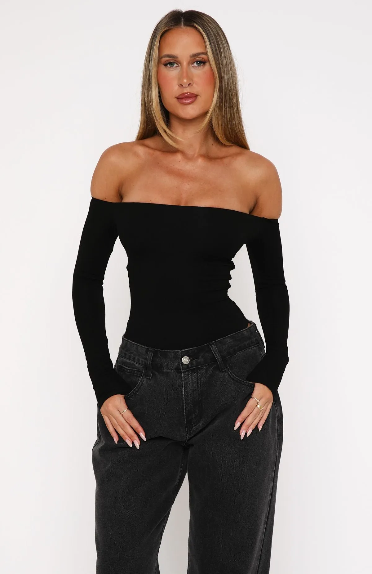 Confidence Check Long Sleeve Bodysuit Black sold by White Fox Boutique product image thumbnail 4