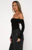 Confidence Check Long Sleeve Bodysuit Black sold by White Fox Boutique
