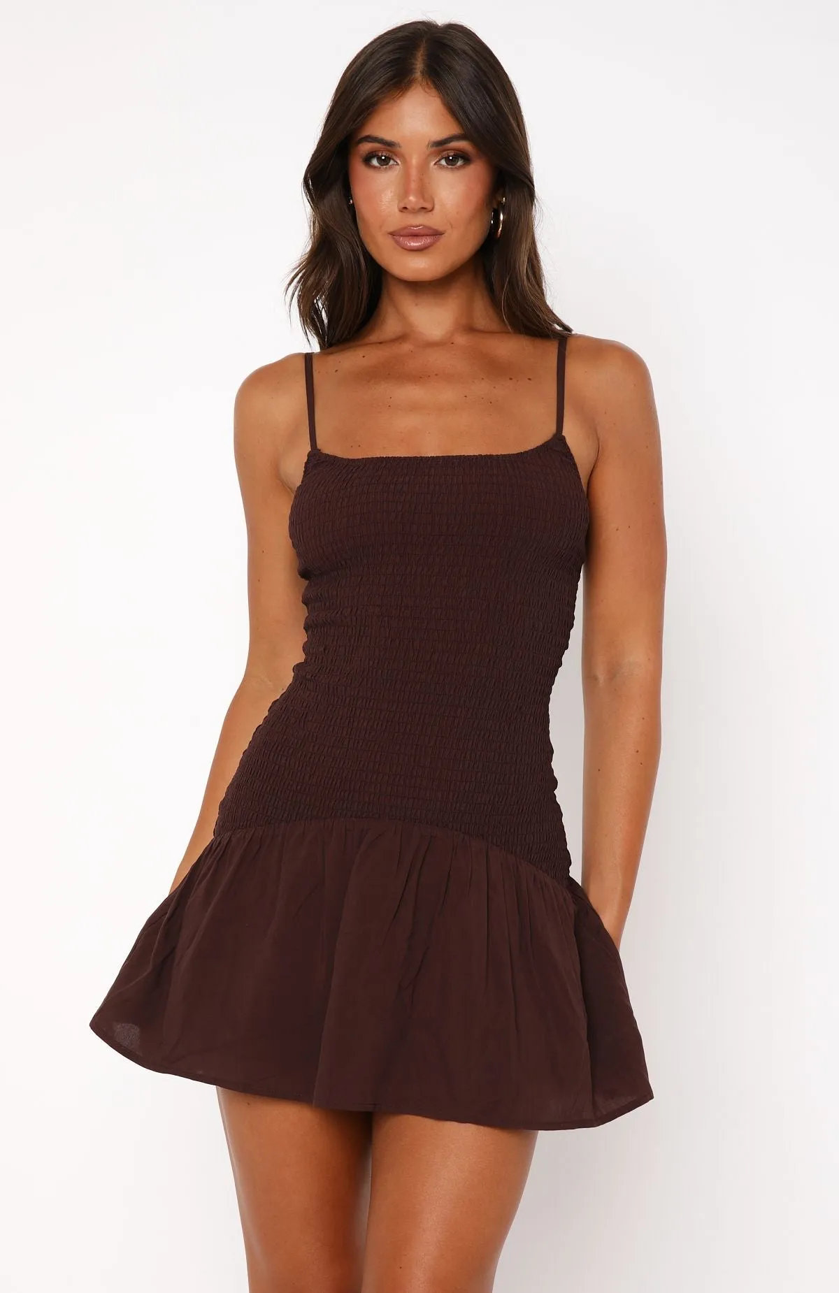 Nothing Is Over Mini Dress Chocolate sold by White Fox Boutique product image thumbnail 2