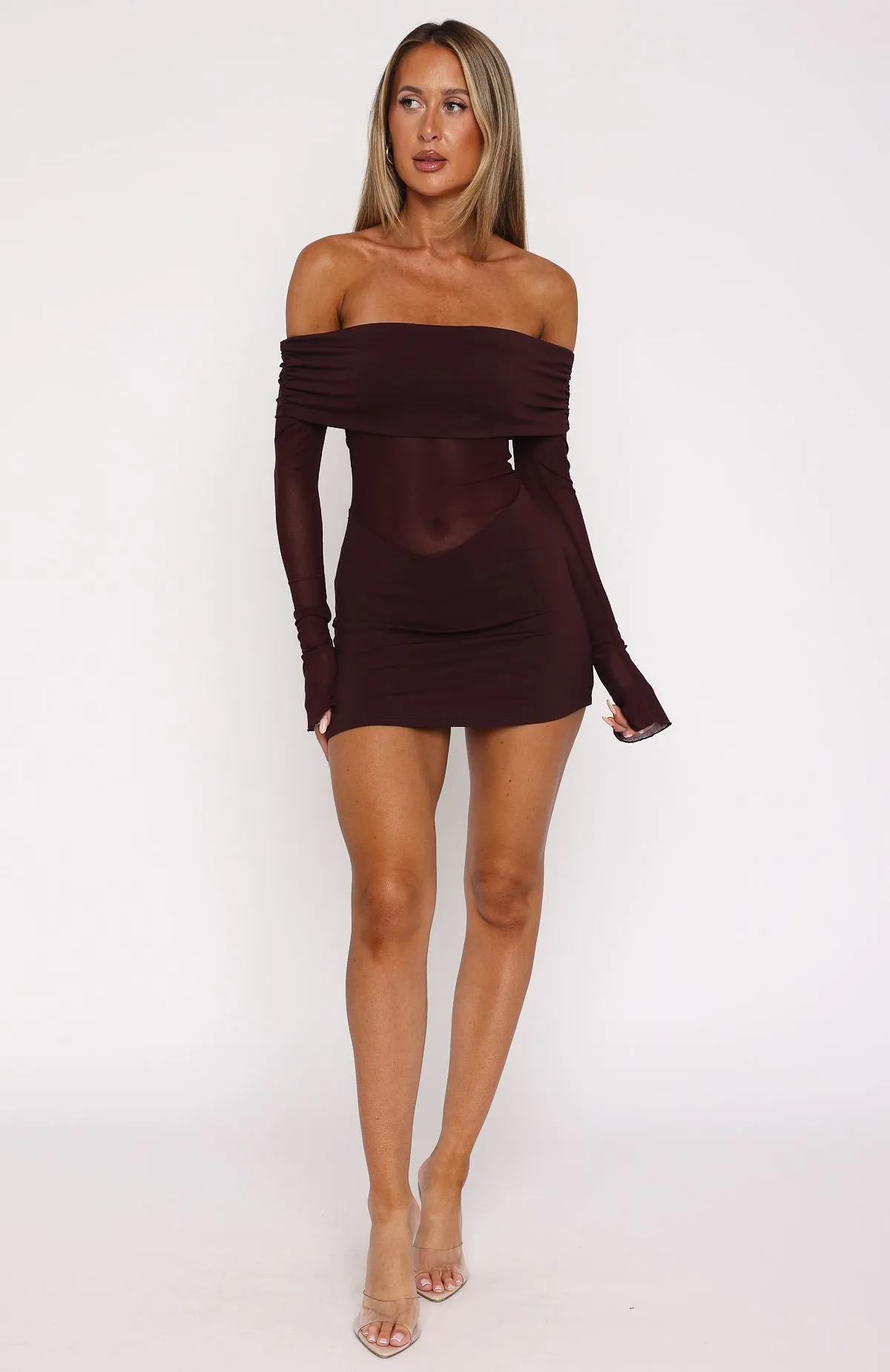 Own Your Story Long Sleeve Mini Dress Burgundy sold by White Fox Boutique product image thumbnail 5
