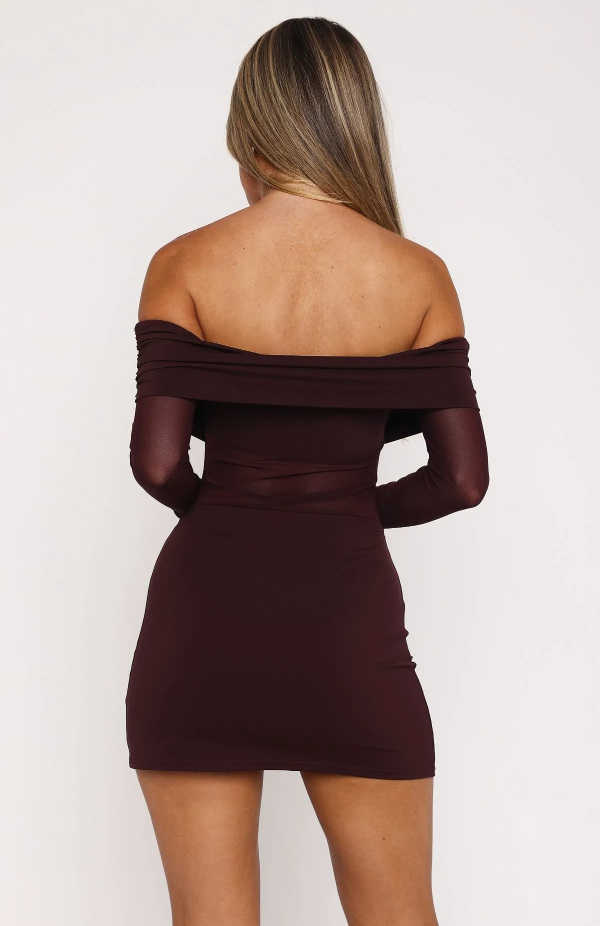 Own Your Story Long Sleeve Mini Dress Burgundy sold by White Fox Boutique product image thumbnail 4