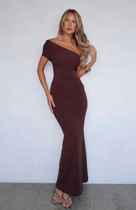 It's A Classic Maxi Dress Dark Chocolate sold by White Fox Boutique