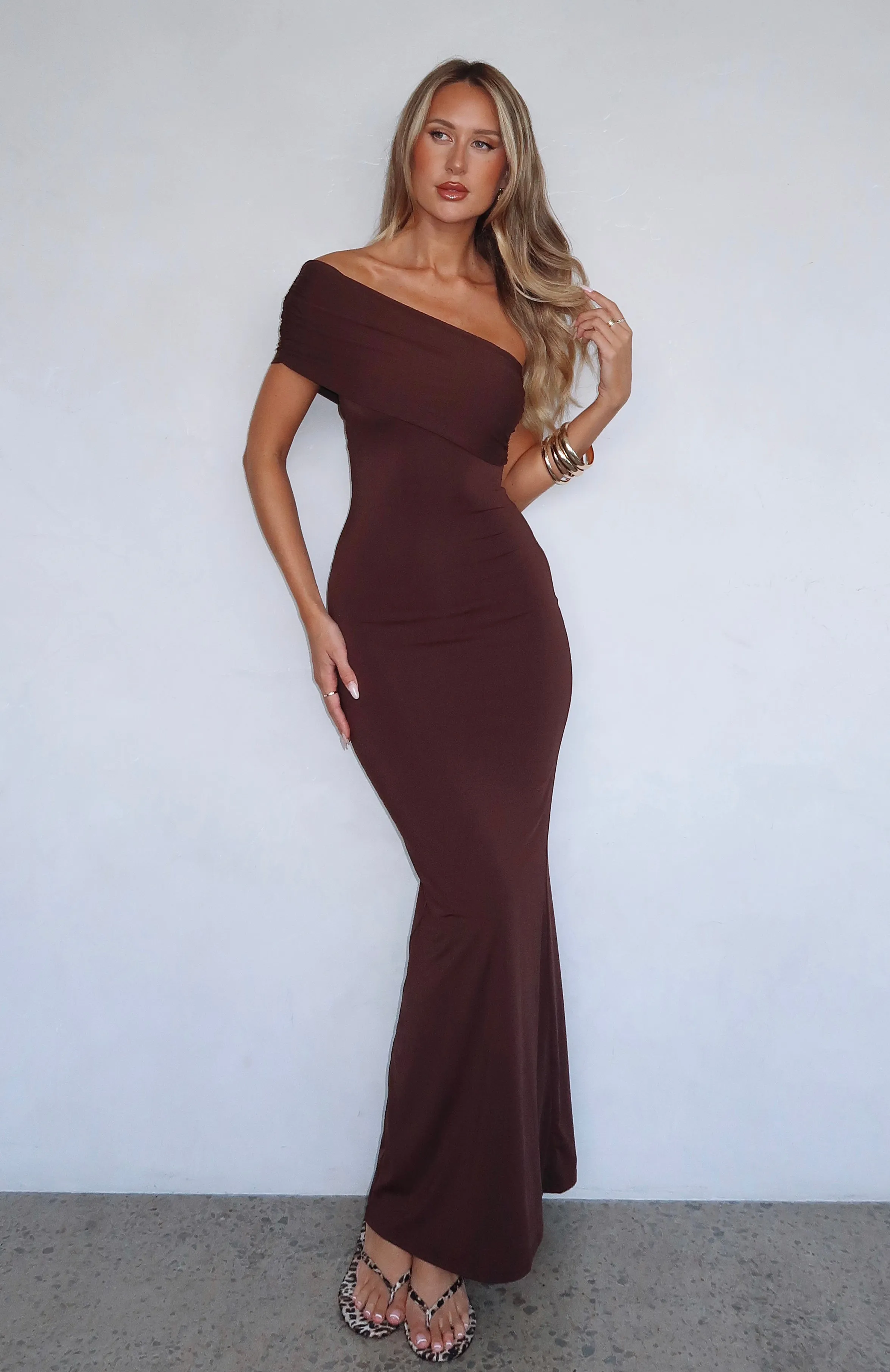 It's A Classic Maxi Dress Dark Chocolate sold by White Fox Boutique