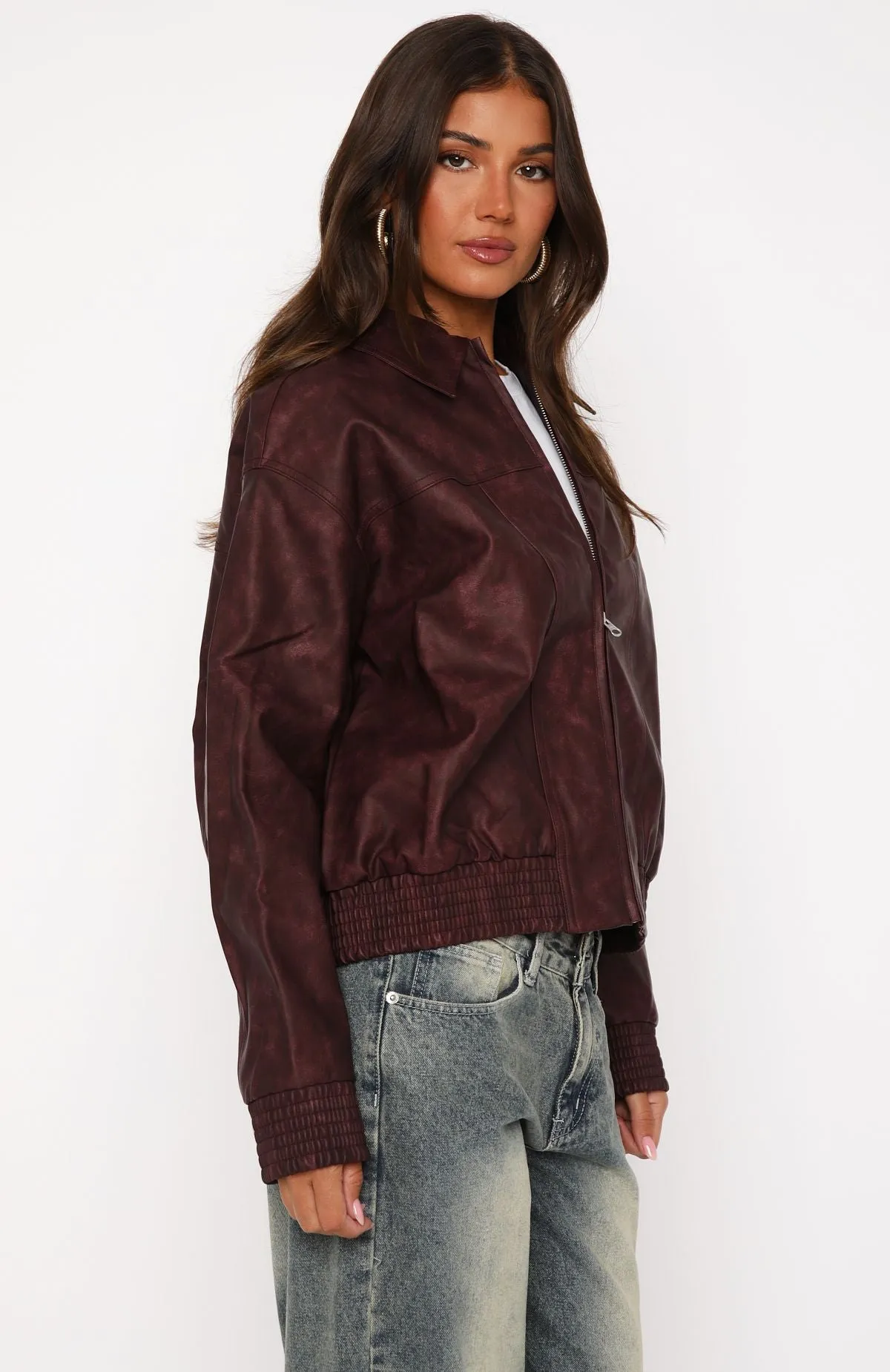 Make Things Right PU Bomber Jacket Plum sold by White Fox Boutique product image thumbnail 3