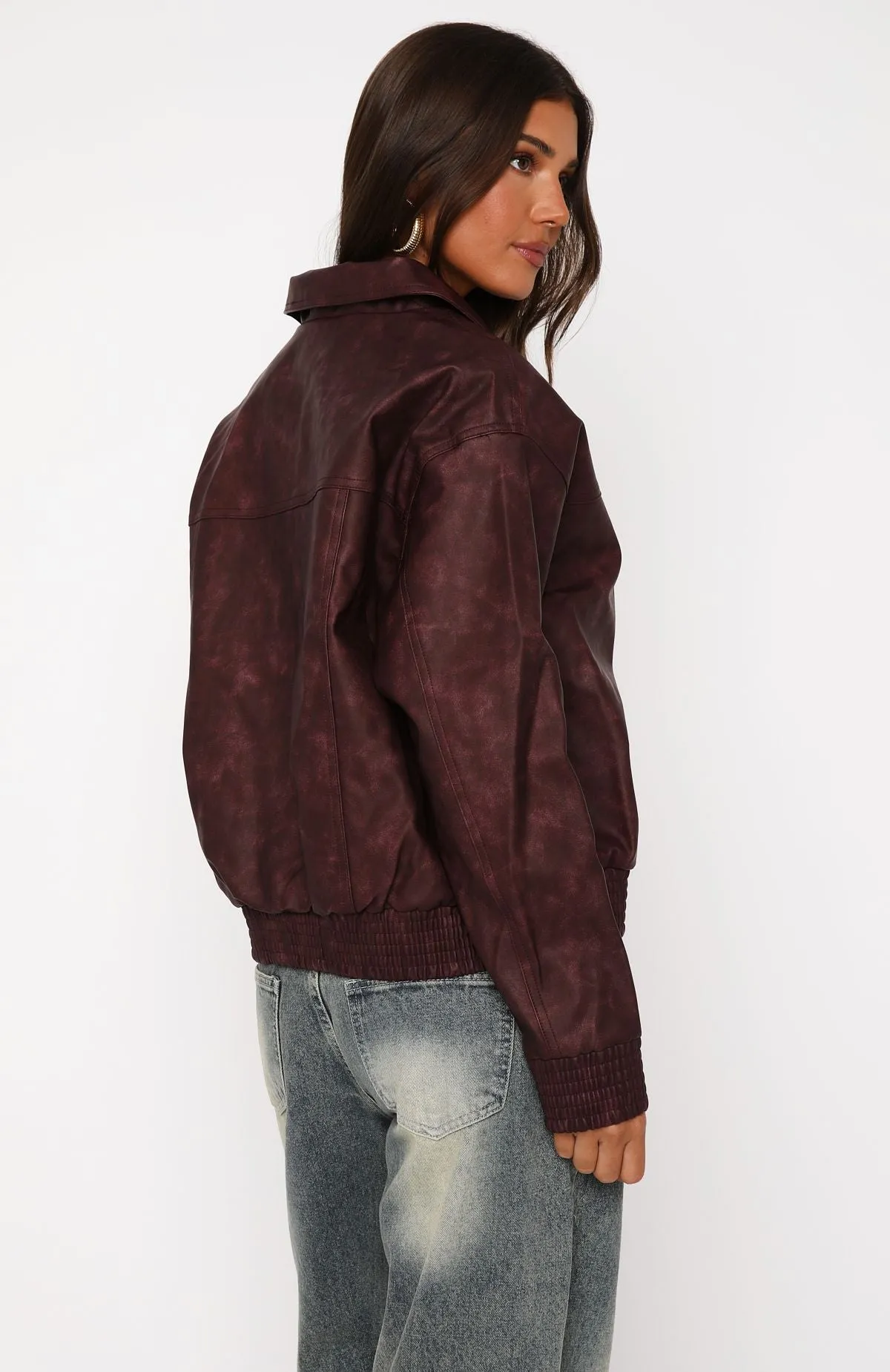 Make Things Right PU Bomber Jacket Plum sold by White Fox Boutique product image thumbnail 4