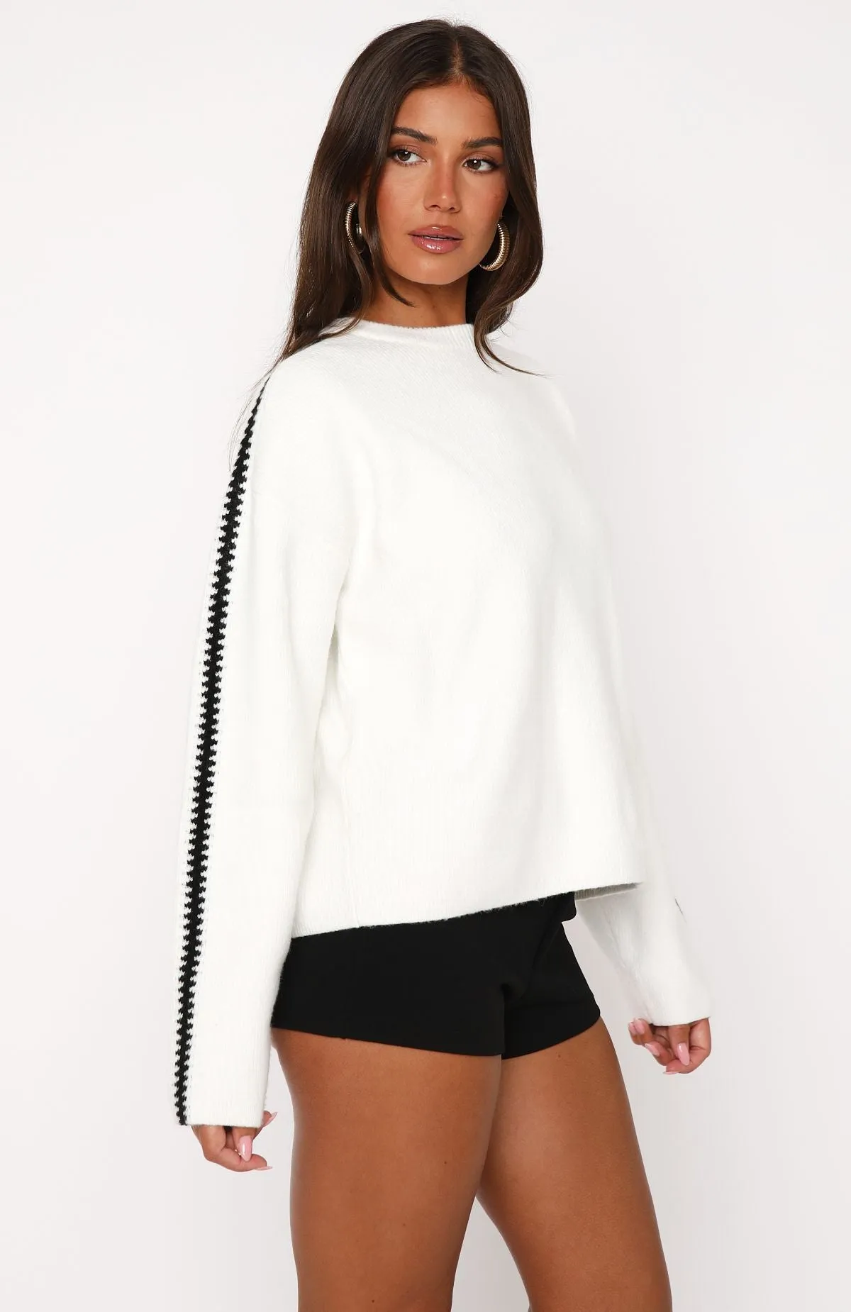 It's A Contrast Knit Sweater White/Black sold by White Fox Boutique product image thumbnail 3