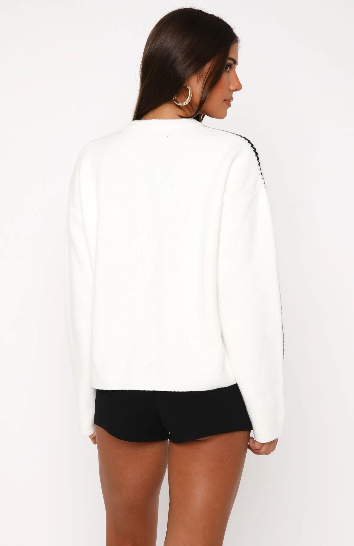 It's A Contrast Knit Sweater White/Black sold by White Fox Boutique product image thumbnail 4