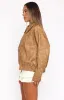 Make Things Right PU Bomber Jacket Tan sold by White Fox Boutique