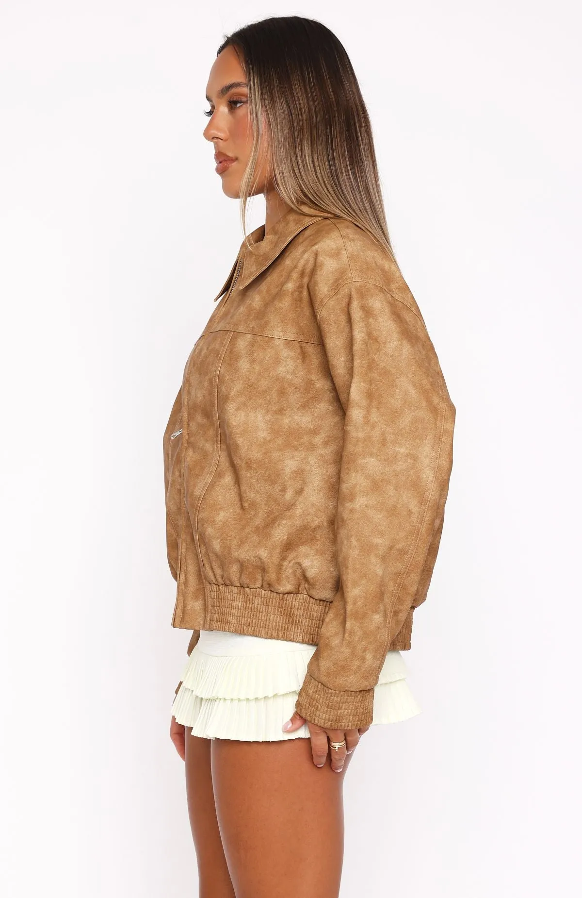 Make Things Right PU Bomber Jacket Tan sold by White Fox Boutique product image thumbnail 3