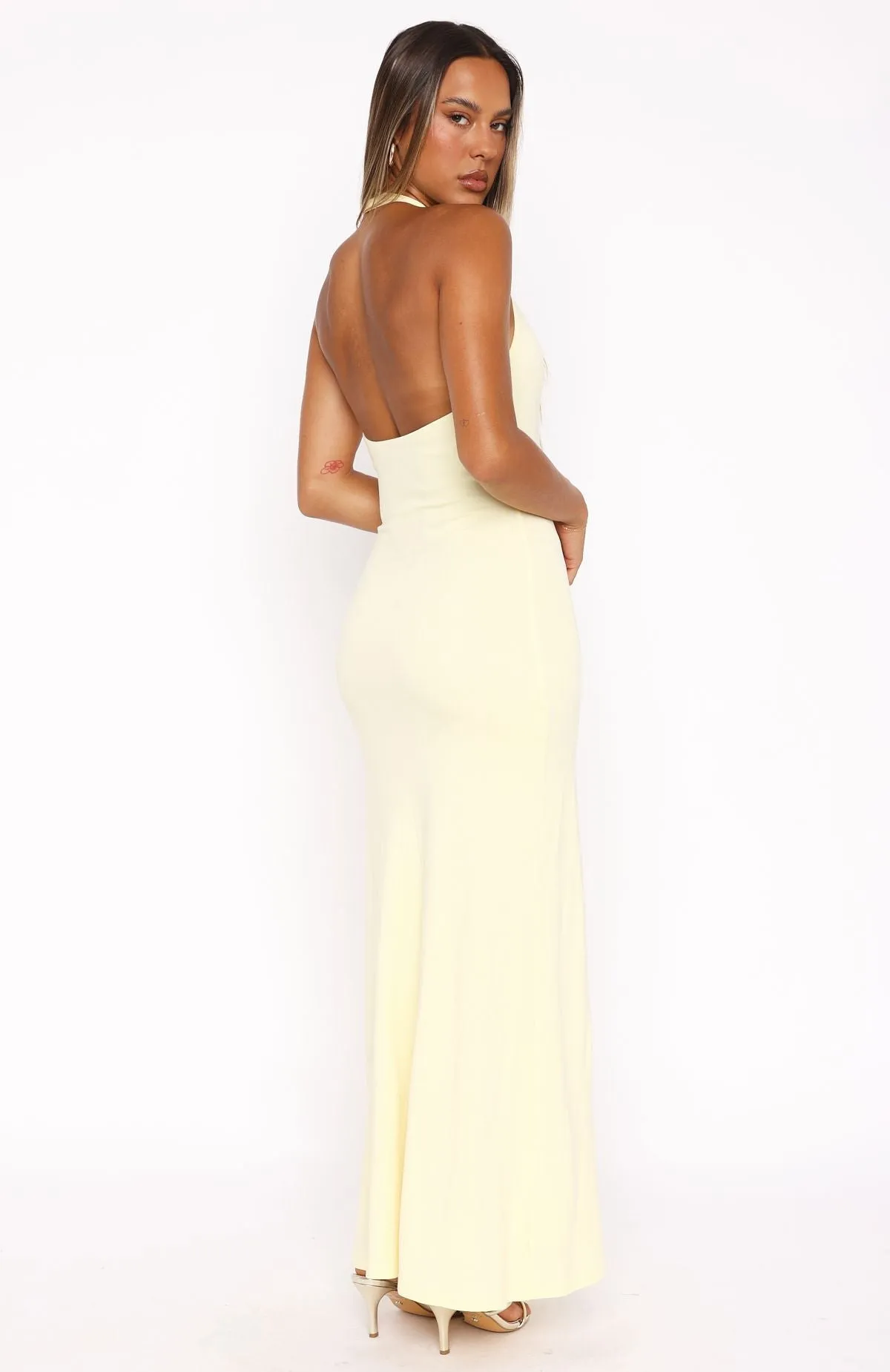 Took A Chance Halter Maxi Dress Lemon sold by White Fox Boutique product image thumbnail 4