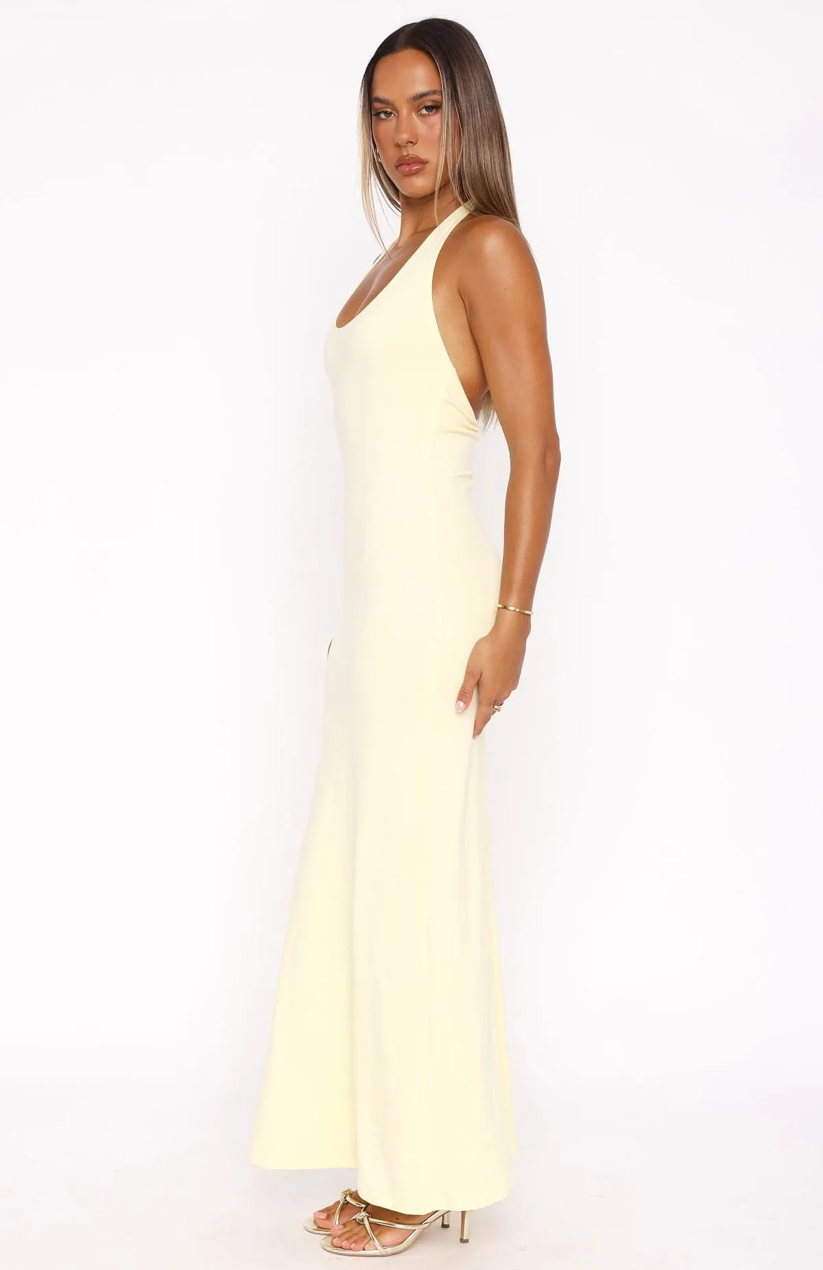 Took A Chance Halter Maxi Dress Lemon sold by White Fox Boutique product image thumbnail 3