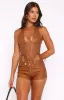 Midnight Blues PU Booty Shorts Tan sold by White Fox Boutique