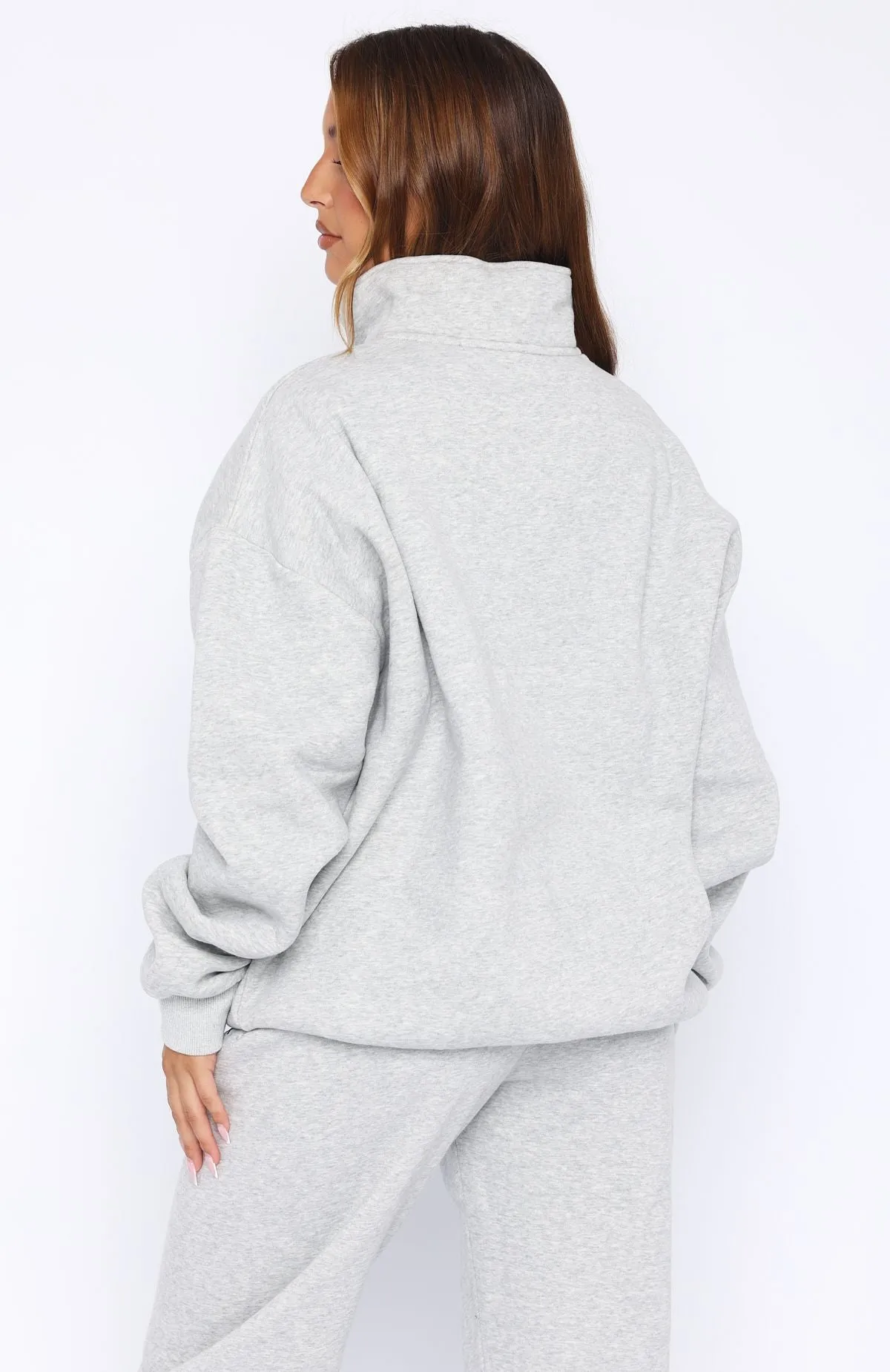 Core Classic Zip Front Sweater Dark Grey Marle sold by White Fox Boutique product image thumbnail 5